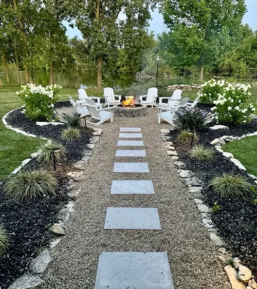 White Adirondack Garden Path