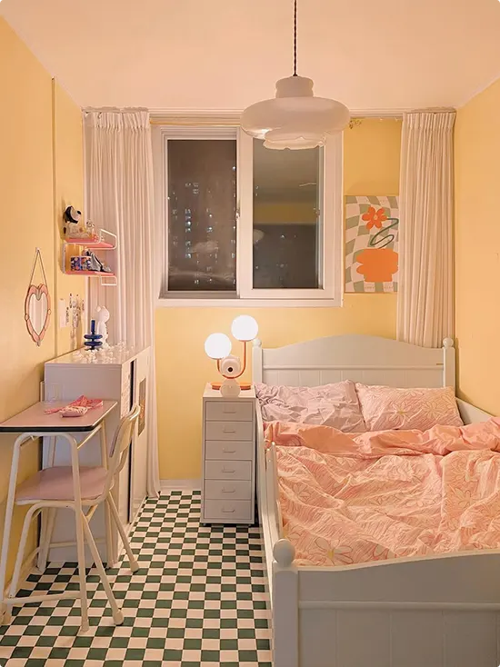 Green Checkerboard Floor Room