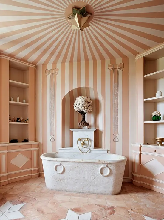 Peach and Cream Circus Tent Bathroom