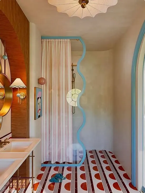 Polka Dot Stripes and Blue Trim