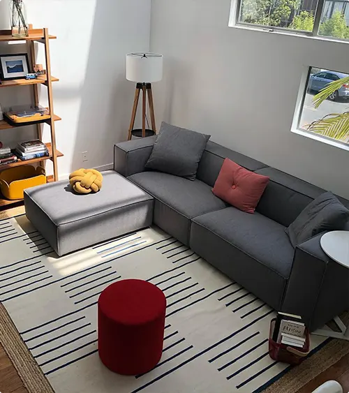 Bold accents in a compact corner