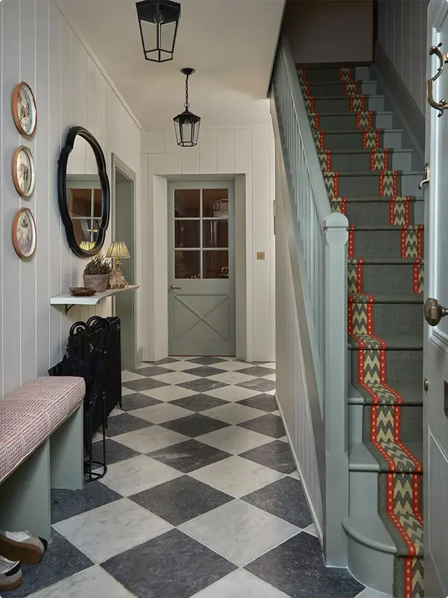 Gray White Checkerboard Stairway