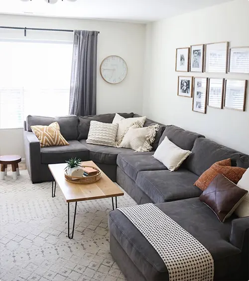 Sectional Beneath a Gallery Wall