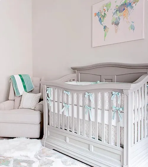 Watercolor World Map Nursery with Aqua Accents