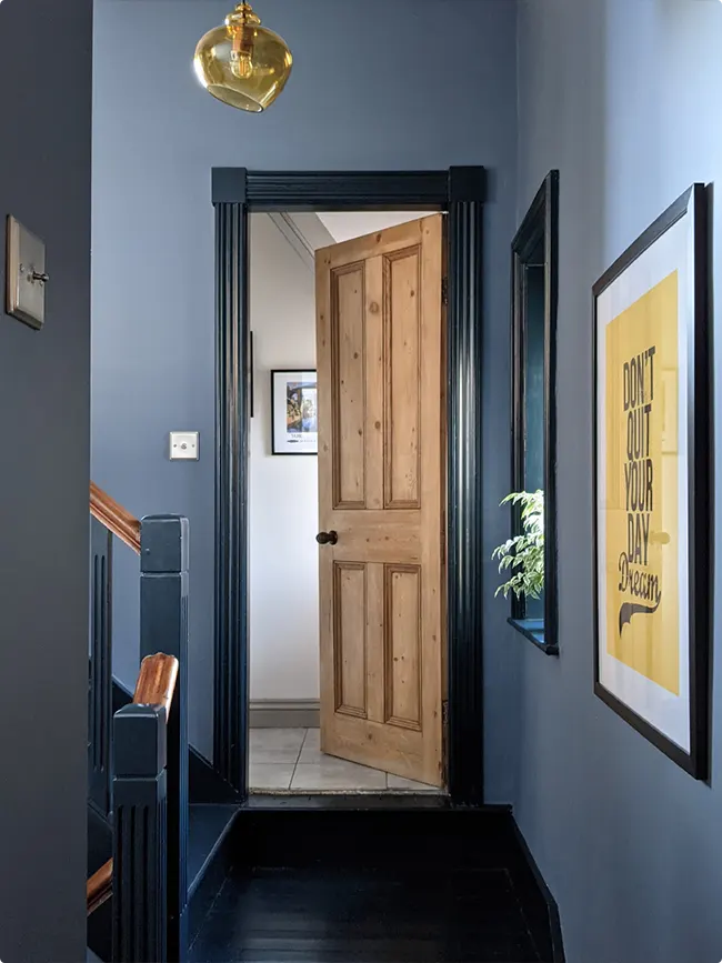 Four Panel Door with Deep Blue Walls