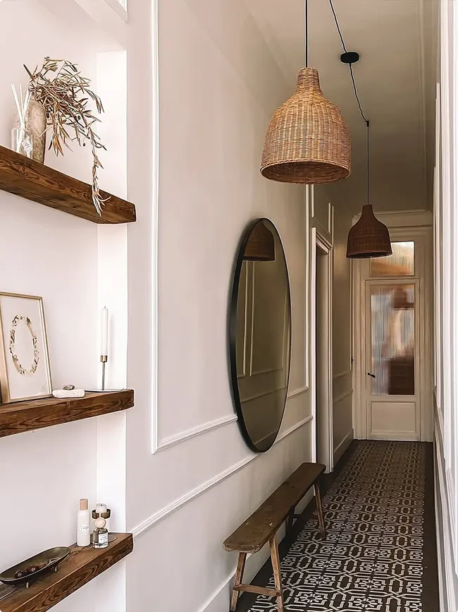 Narrow Hallway Floating Shelves
