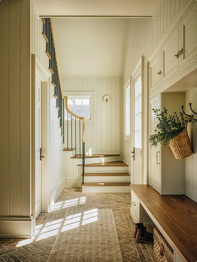 Natural Light in a Cream Entryway