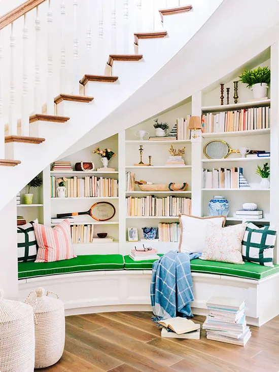 Curved Bench Reading Nook