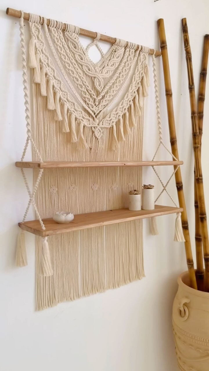 Open Teardrop Ring Macrame Shelf