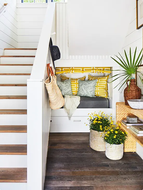 Yellow Under-Stair Daybed Nook