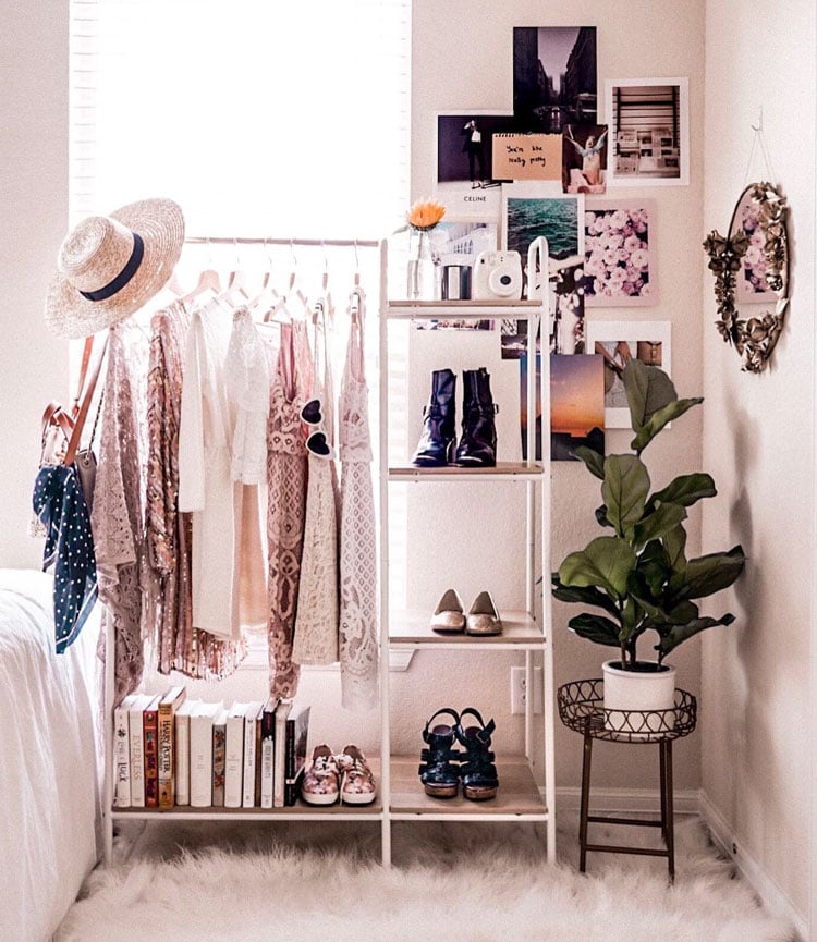 Aesthetic Bedroom with Chic Exposed Wardrobe