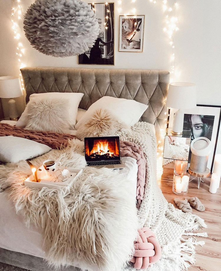 Aesthetic Bedroom with Cushions and Pillows