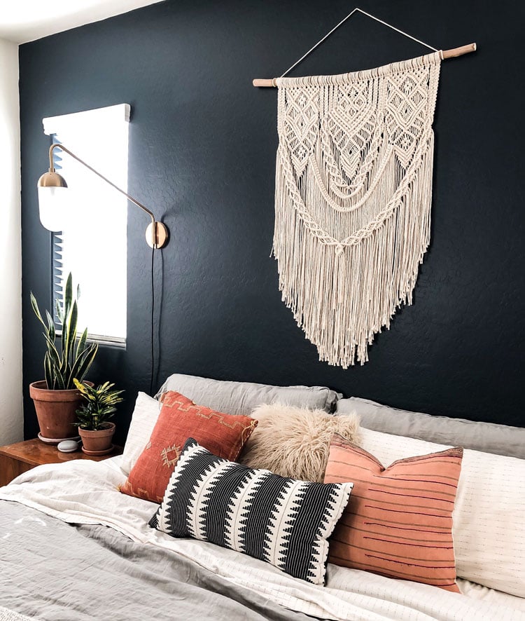 Aesthetic Bedroom with Cute Macrame Over Bed