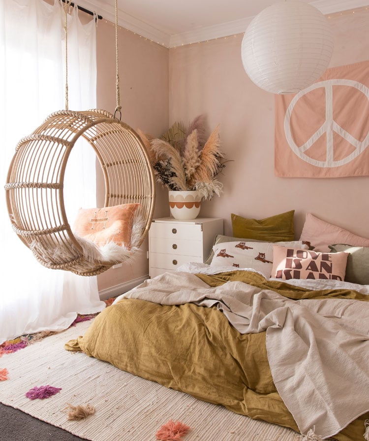 Aesthetic Bedroom with Cute Swing Chair