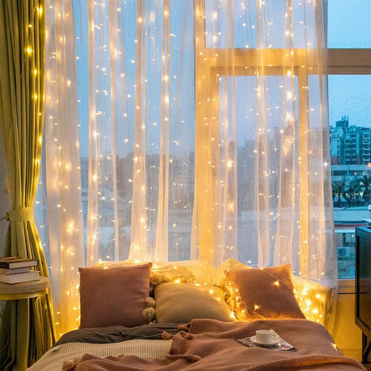 Aesthetic Bedroom with Fairy Lights