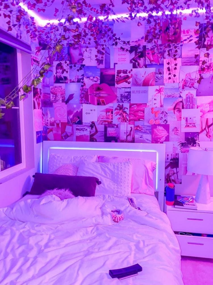 Aesthetic Bedroom with LED Lights