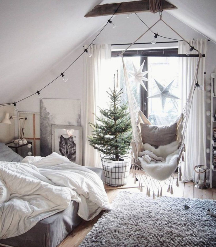 Aesthetic Bedroom with Swing Chair