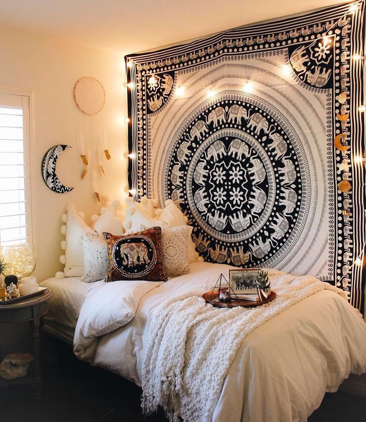 Aesthetic Bedroom with Tapestry