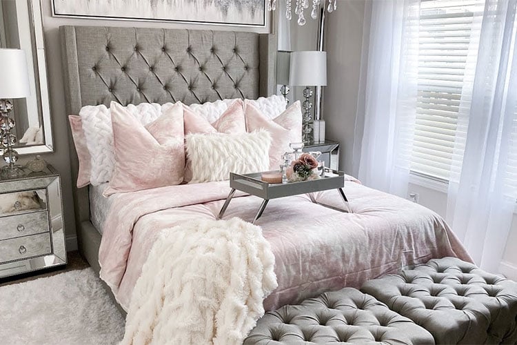 Aesthetic Grey and Pink Bedroom Decor