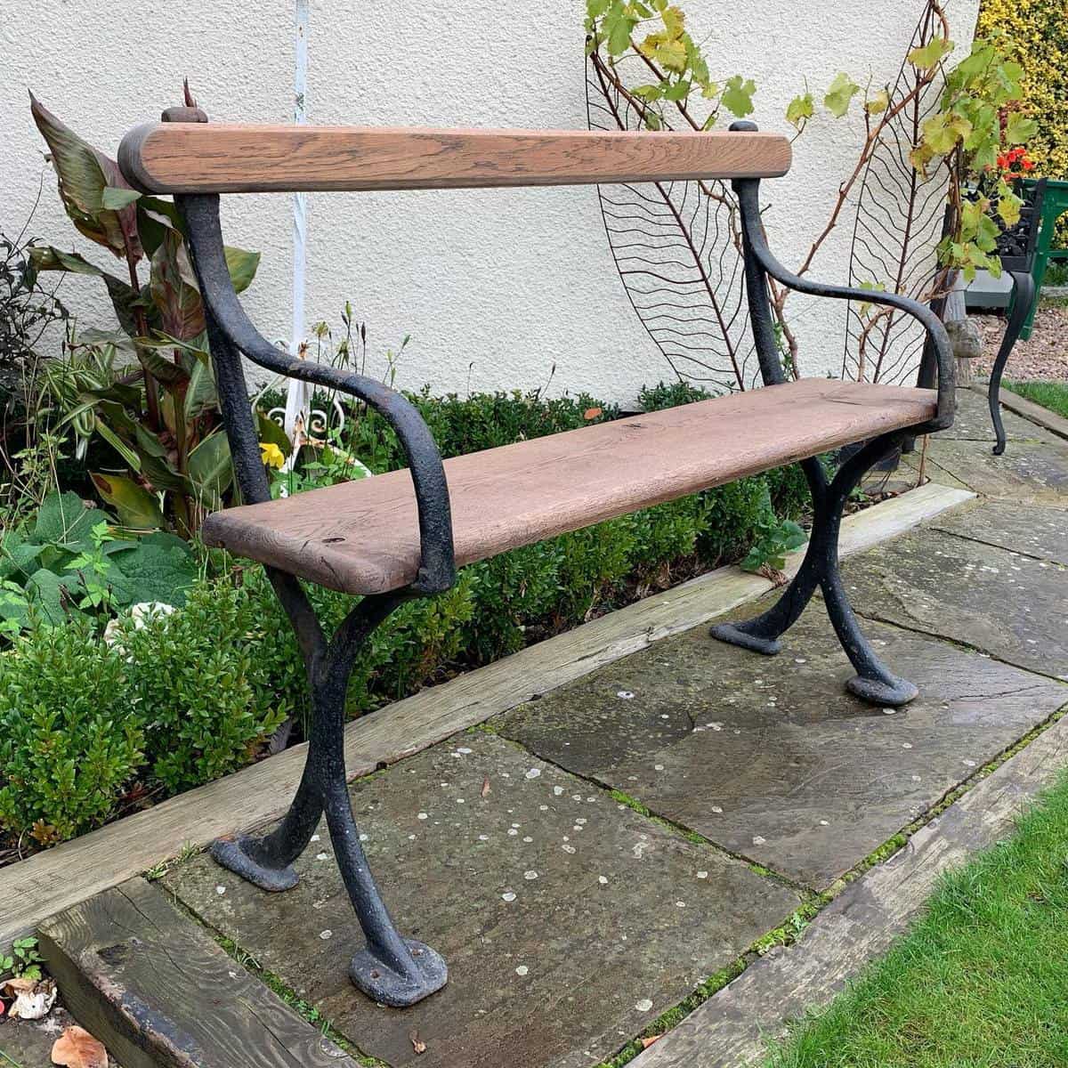 antique-garden-bench-ideas-geoffdavidsonantiques antique garden bench wood plank metal