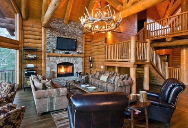comfortable rustic cabin living room
