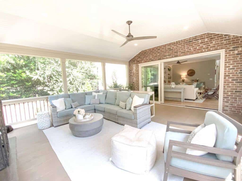 large covered patio fan gray lounge set