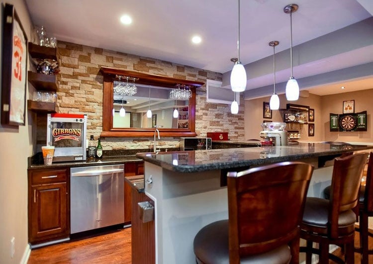 Basement Kitchen and Bar for Fun Game Nights