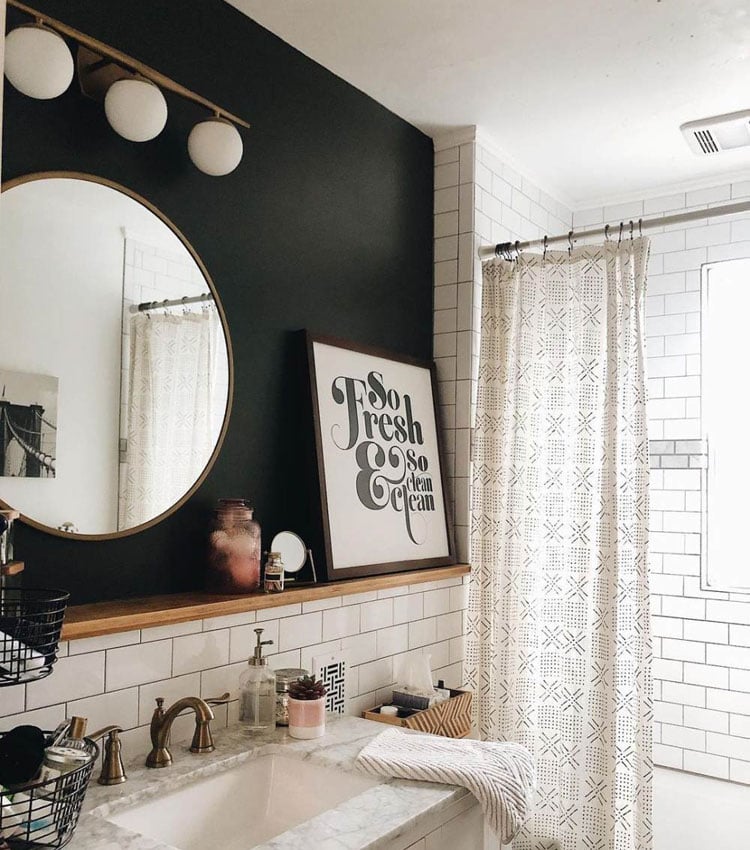Bathroom with Black Accent Wall