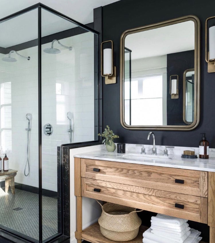 Bathroom with Black Wall