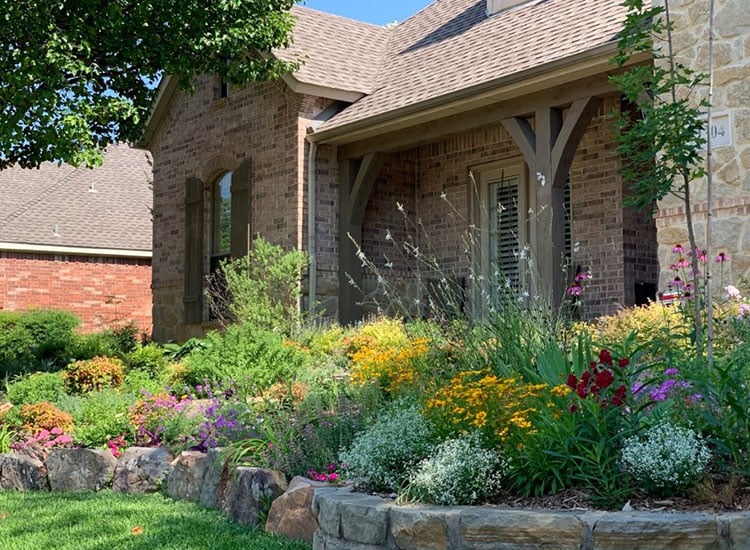 Beautiful Front Yard Garden with Stone Landscaping