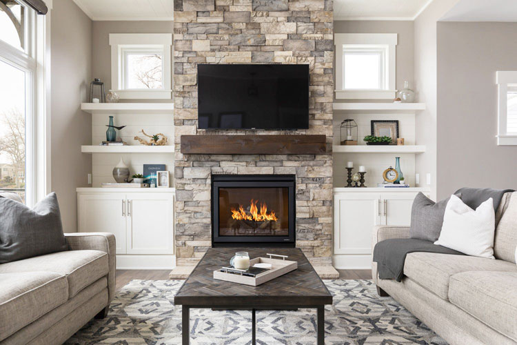 beautiful-tiles-around-fireplace-in-chic-room Beautiful Tiles Around Fireplace in Chic Room