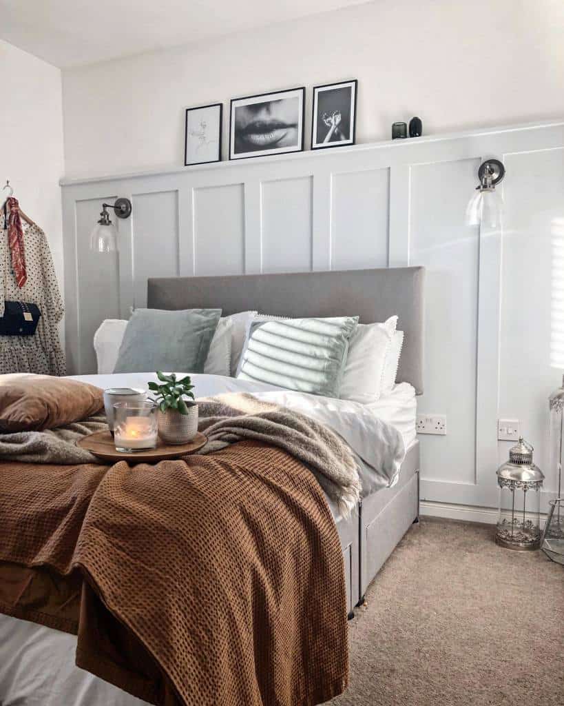 bedroom-wall-paneling-ideas-its_all_about_the_house bedroom white wall paneling carpet brown throw rug