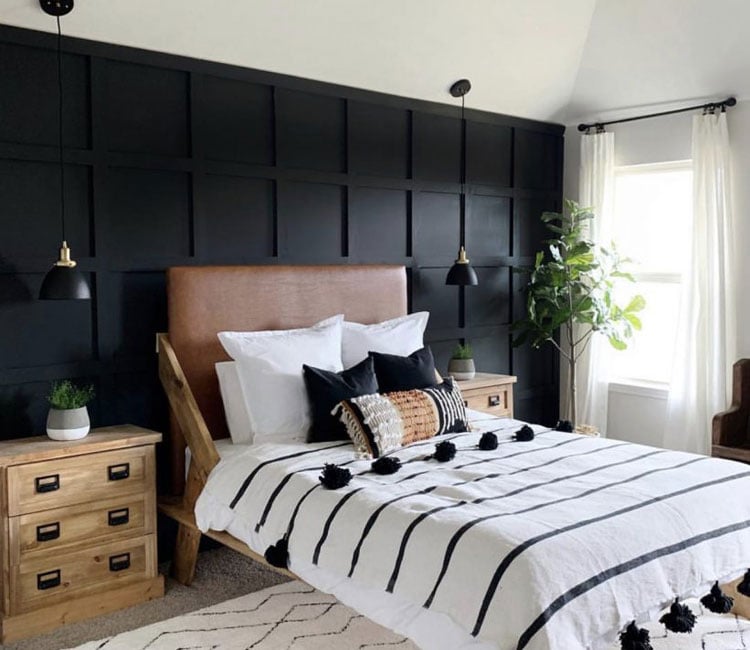 Bedroom with Black Accent Wall