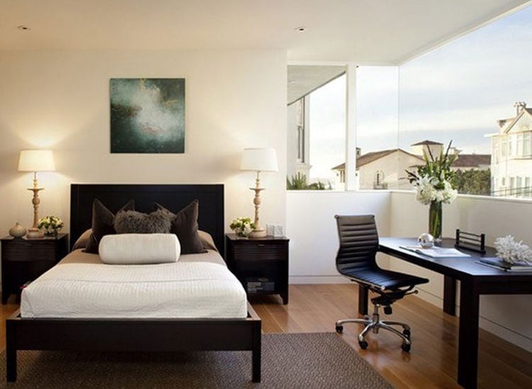 Bedroom with Sleek Bed, Chair and Desk Design
