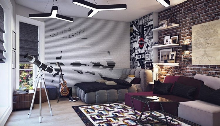 best-tween-boys-room-decor Modern Tween Boy’s Bedroom with Lounging Area