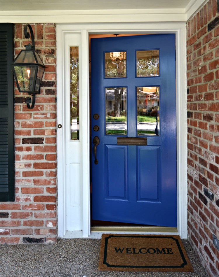 blue-front-door-for-red-brick-house Blue Front Door For Red Brick House