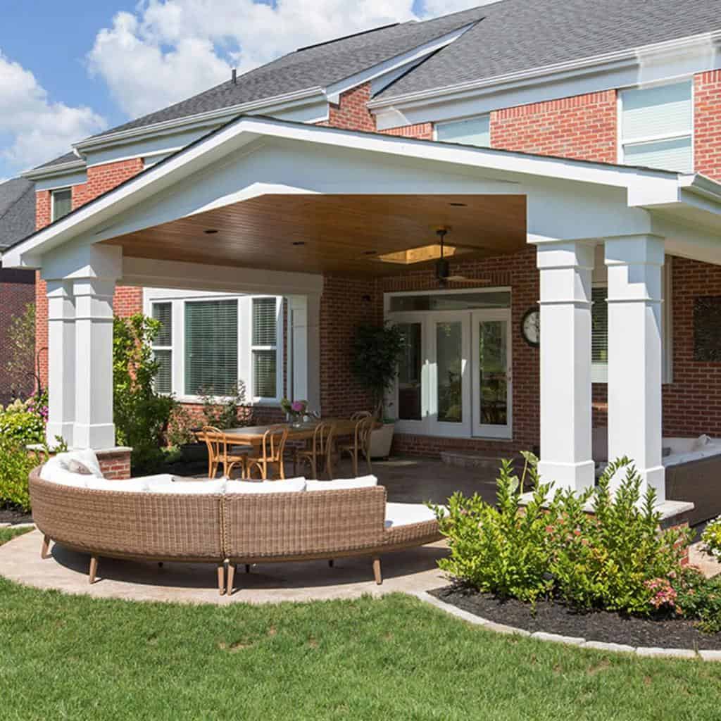 large brick covered patio wicker furniture