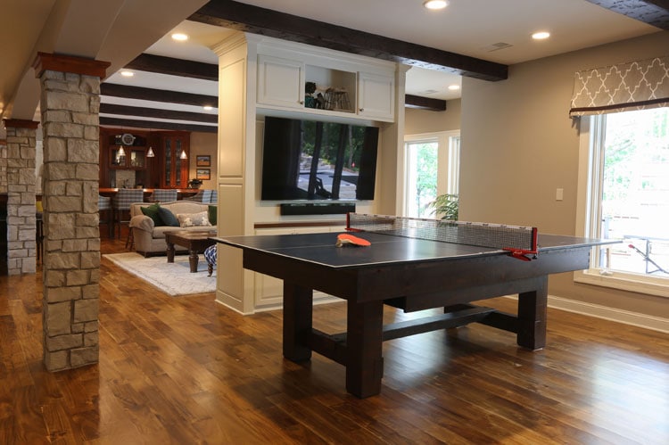 Cheap Man Cave Ideas with Ping Pong Table and Television