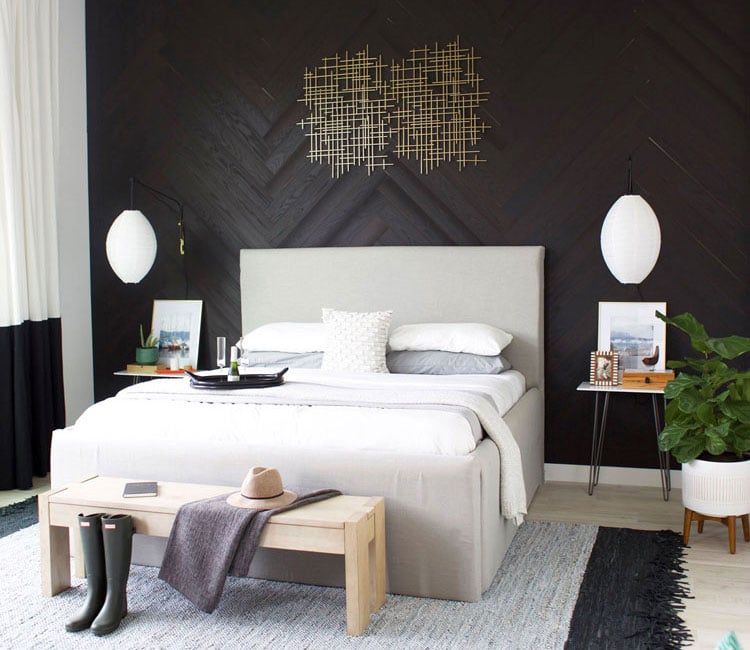 Chic Bedroom and Black Wall