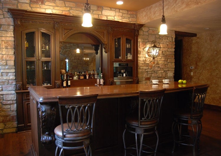 Chic Home Bar Top, Shelving and Cabinetry