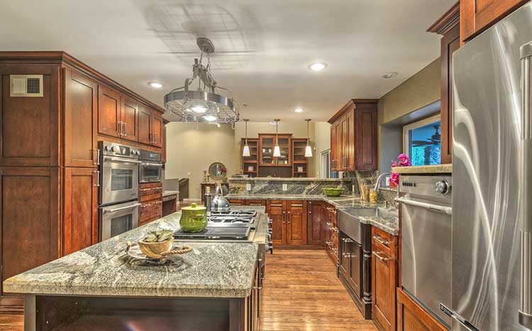 Classic Rustic Kitchen Design with Modern Stainless Appliances