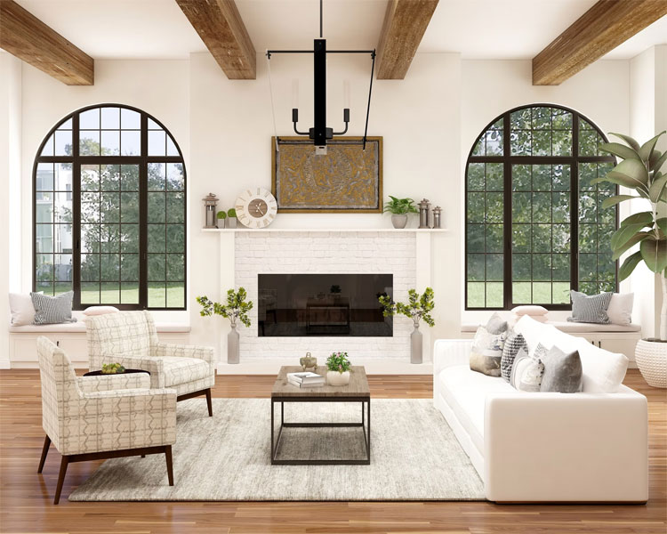 classy-farmhouse-fireplace-with-surrounding-tiles Classy Farmhouse Fireplace with Surrounding Tiles