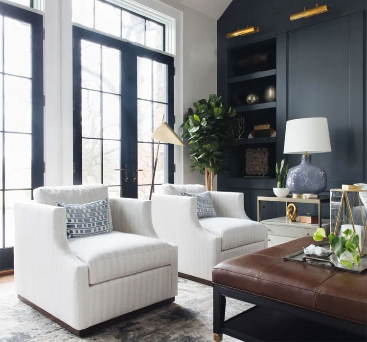 Classy Living Room with Black Accent Wall