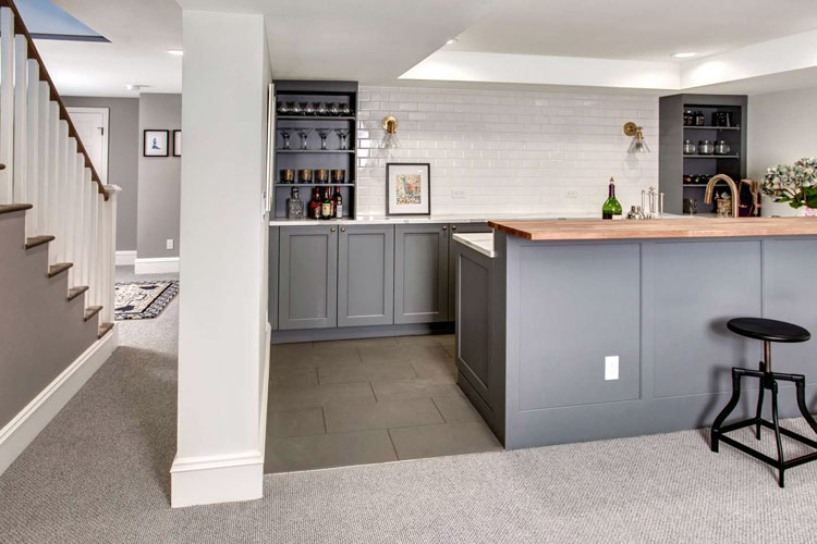 Clean and Contemporary Basement Bar