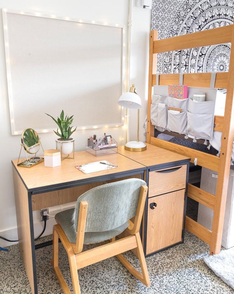 College Girls Dorm Room Desk Area
