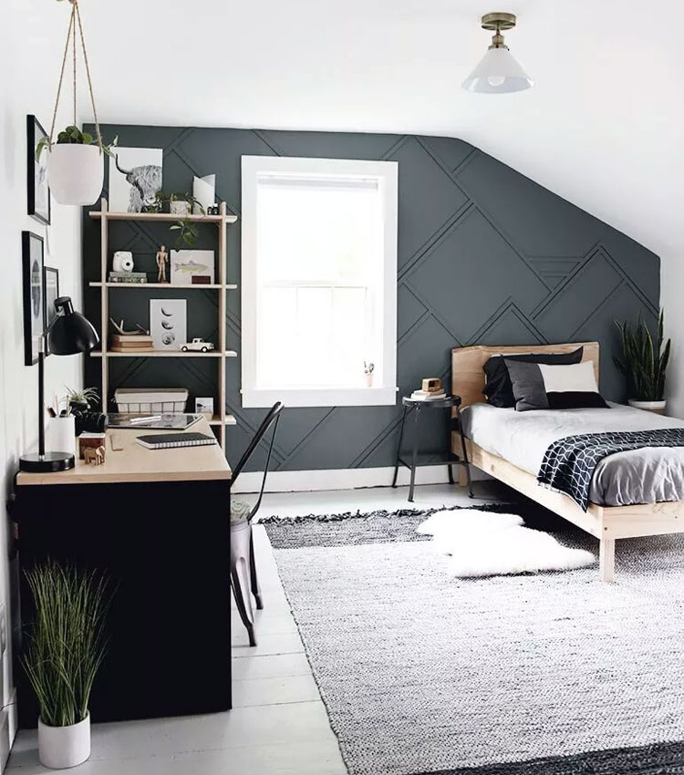 Cool Wood Feature Wall in Bedroom