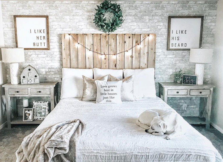 Cute Aesthetic Bedroom with Faux Brick Accent Wall