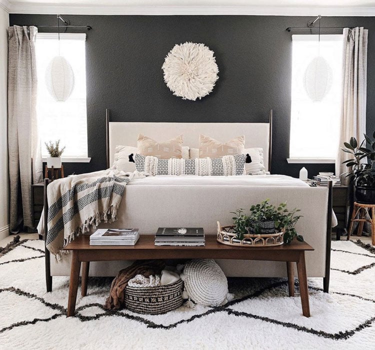 Cute Bedroom with Black Wall
