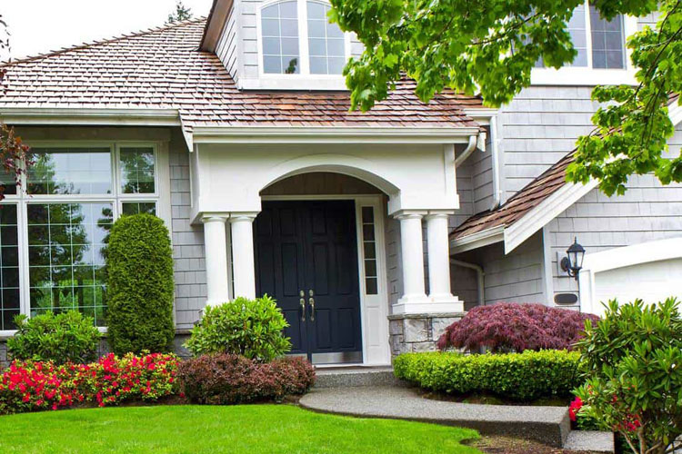 dark-blue-front-door-color-for-gray-house Dark Blue Front Door Color For Gray House