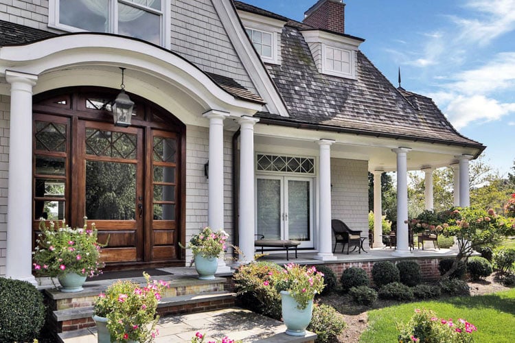 dark-brown-front-door-for-gray-house Dark Brown Front Door For Gray House